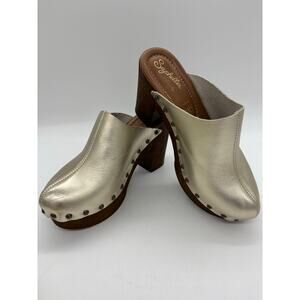 Seychelles gold metallic clogs Italian party festive holidays baddie discocore
